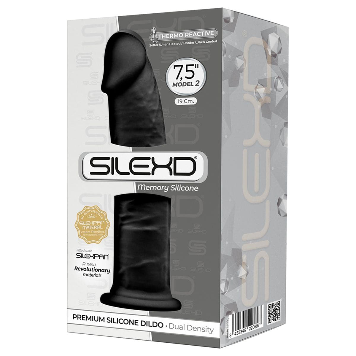Dildo SilexD 3 Silicone Premium Chocolate Negro, 19.2cm Ø4.7cm