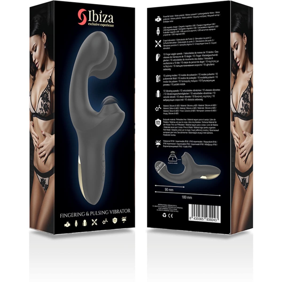 Ibiza Simulador Movimento Dedo com Onda de Sucção - Vibrador Duplo de Estimulação Clitoriana e Ponto G  Ibiza   