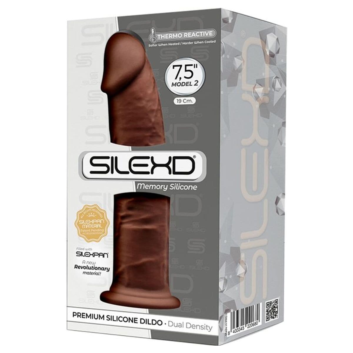 Dildo SilexD 3 Silicone Premium Chocolate 19.2cm Ø4.7cm