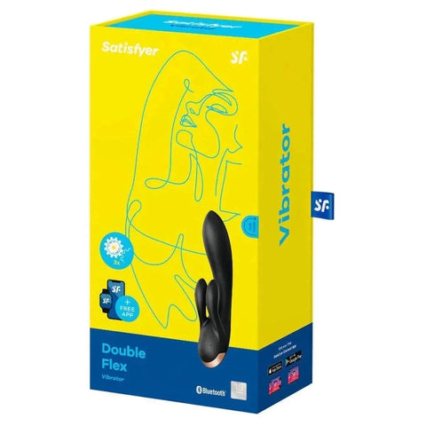 Vibrador com Estimulador Clitóris SATISFYER Double Flex Preto, Controlado por Smartphone Satisfyer