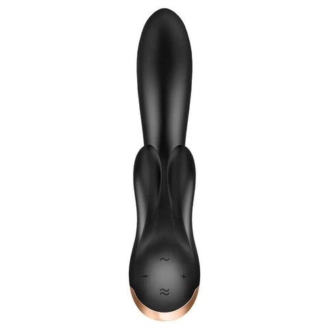 Vibrador com Estimulador Clitóris SATISFYER Double Flex Preto, Controlado por Smartphone Satisfyer