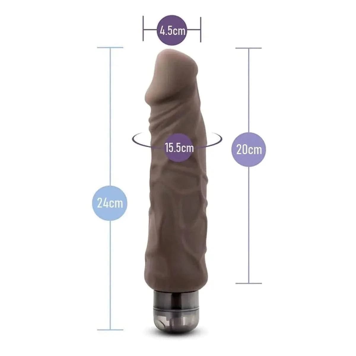 Au Naturel, Vibrador Realista home Wrecker Chocolate, 24cm Ø4.5cm, vibração regulável - Pérola SexShop