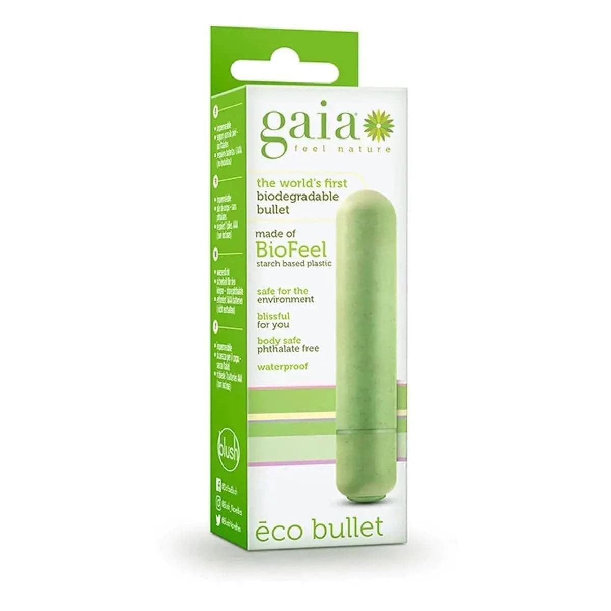 Bala Vibratória Gaia Eco Verde (Biodegradável), 8.2cm Ø1.8cm, 1vibração