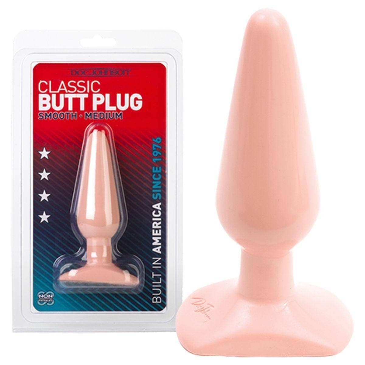 Classic Butt Plug Médio Branco, 14cm Ø4cm - Pérola SexShop