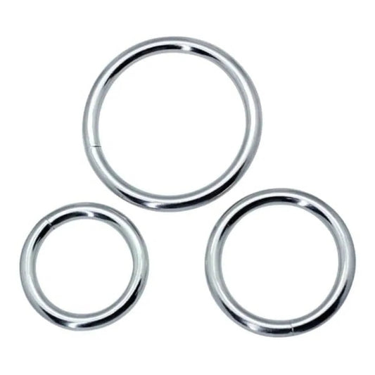 Conjunto 3 Anéis Metal Cock Rings, Ø3.3 a 5.2cm - Pérola SexShop