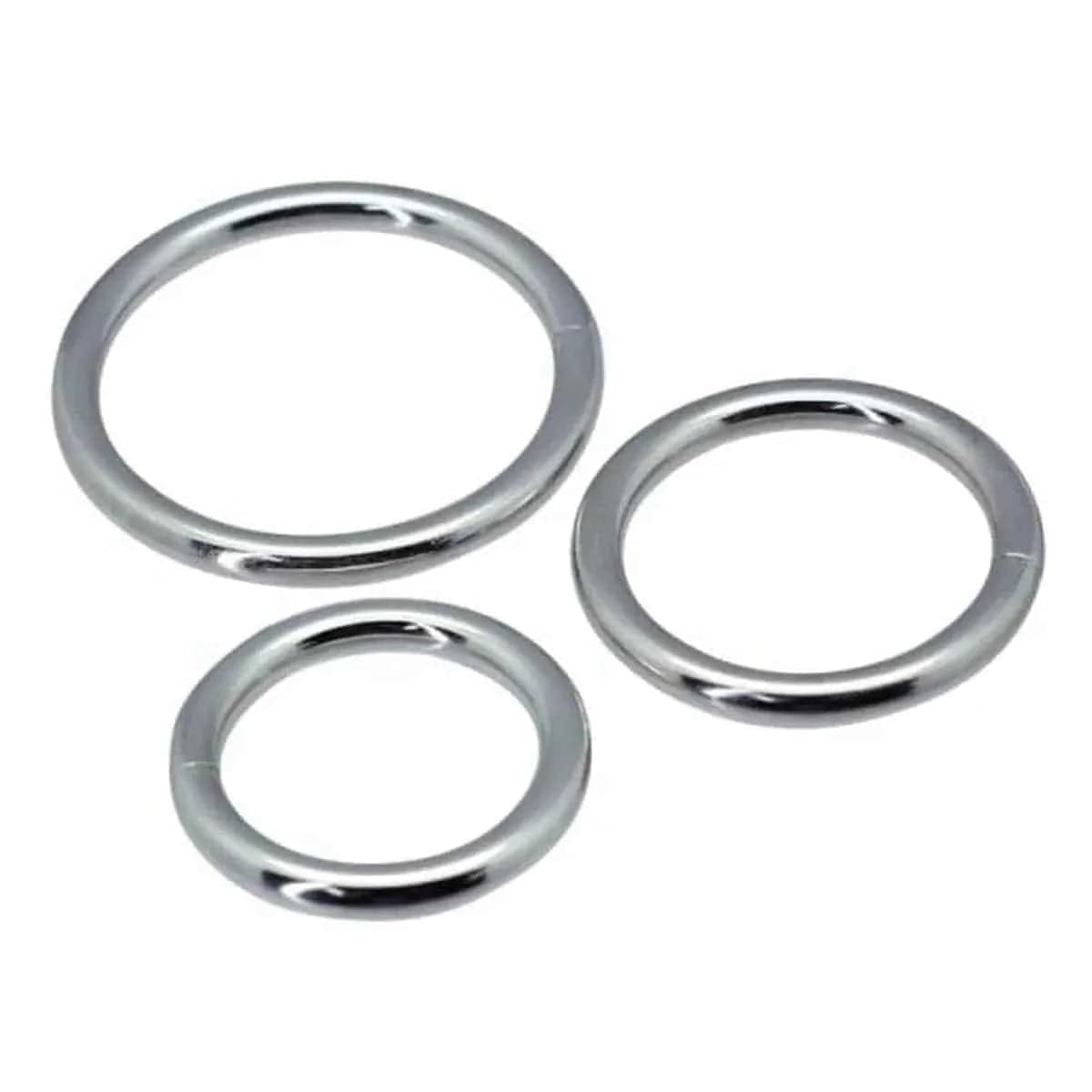 Conjunto 3 Anéis Metal Cock Rings, Ø3.3 a 5.2cm