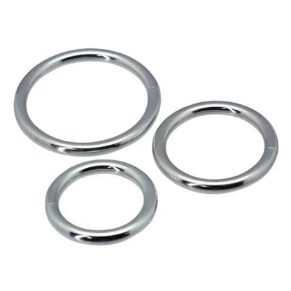 Conjunto 3 Anéis Metal Cock Rings, Ø3.3 a 5.2cm - Pérola SexShop