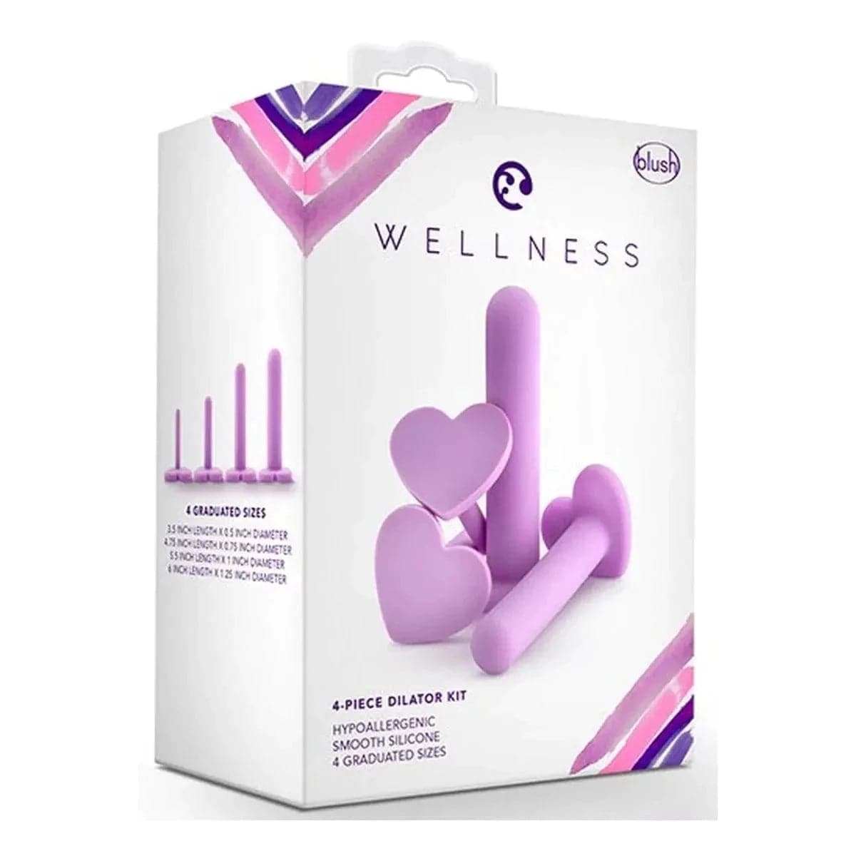 Conjunto 4 Dilatadores Vaginais Wellness Roxo, 100% Silicone - Pérola SexShop
