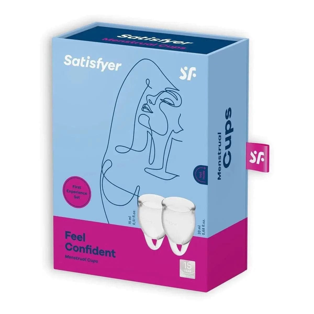 Copo Menstrual Satisfyer 100% Silicone, 2un 15-20ml, 6cm Ø3.5cm - Pérola SexShop