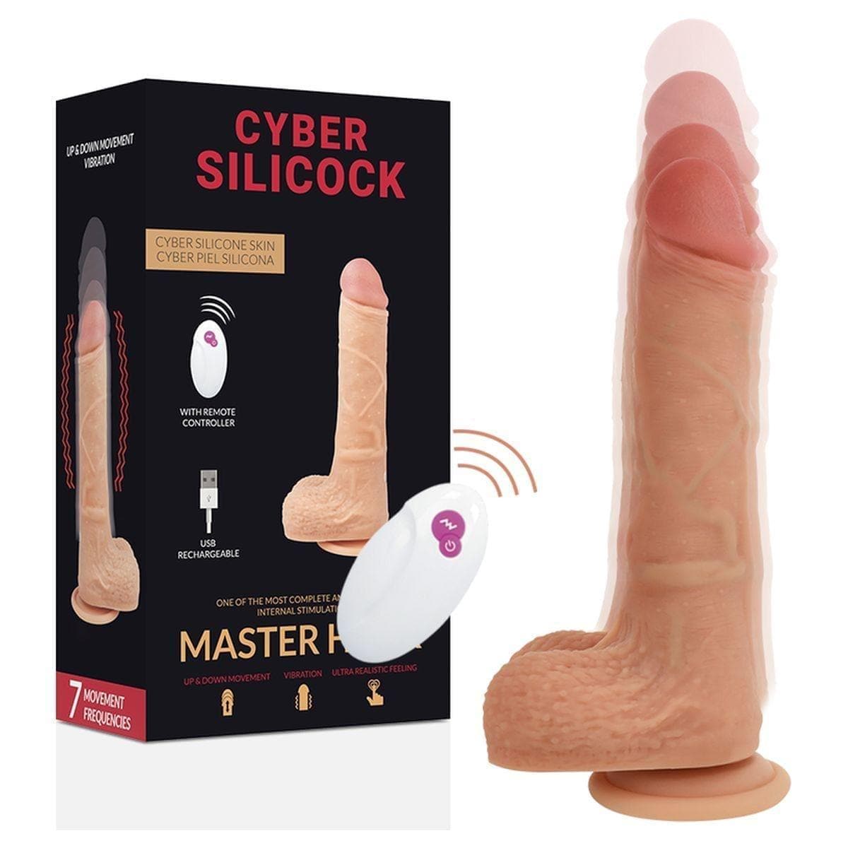 Cyber Silicock Master Huck USB Cima/Baixo com Vibração e Comando - 20,9 cm Ø4 cm - Pérola SexShop