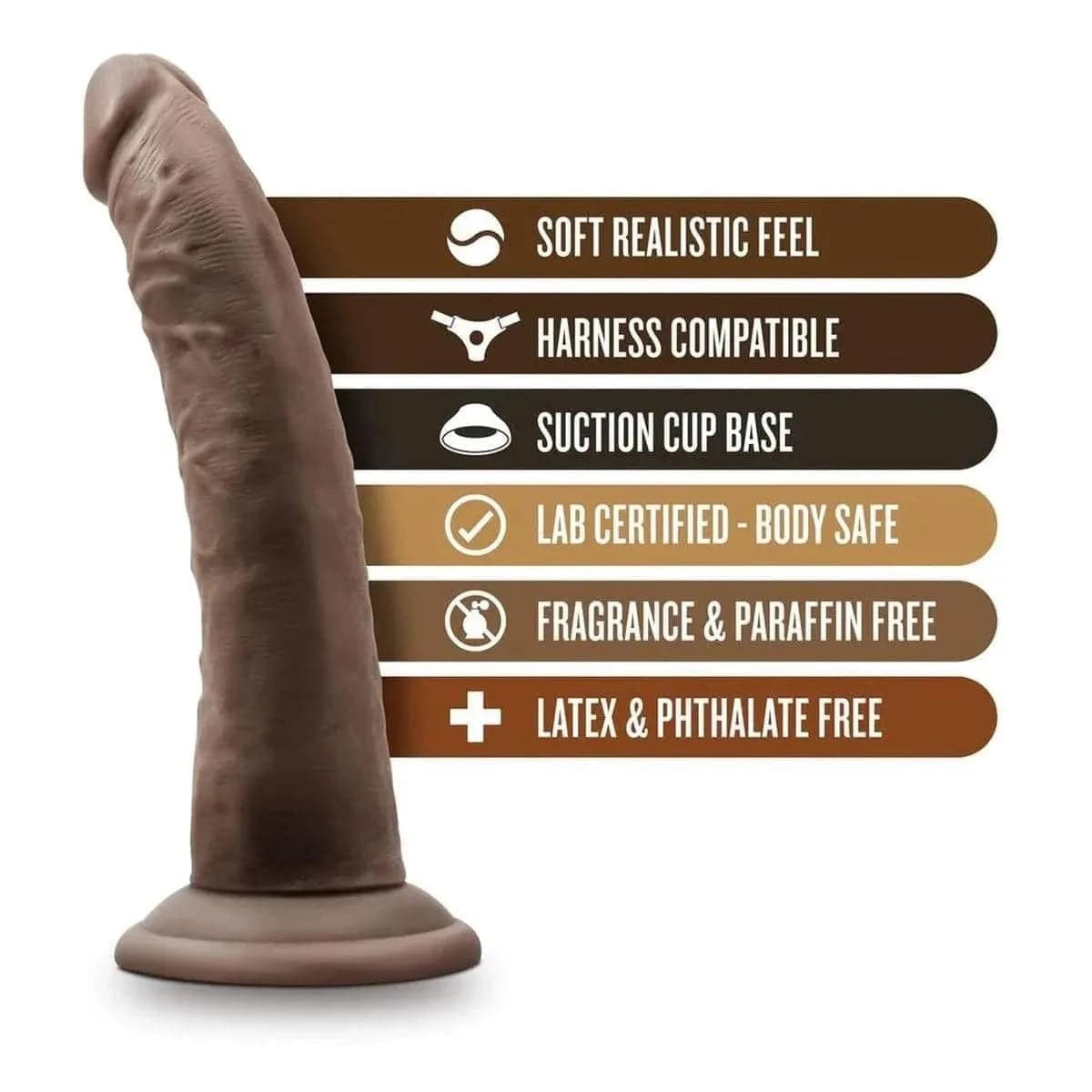 Dildo Dr. Skin 7" Chocolate, 18.5cm Ø3.8cm - Pérola SexShop