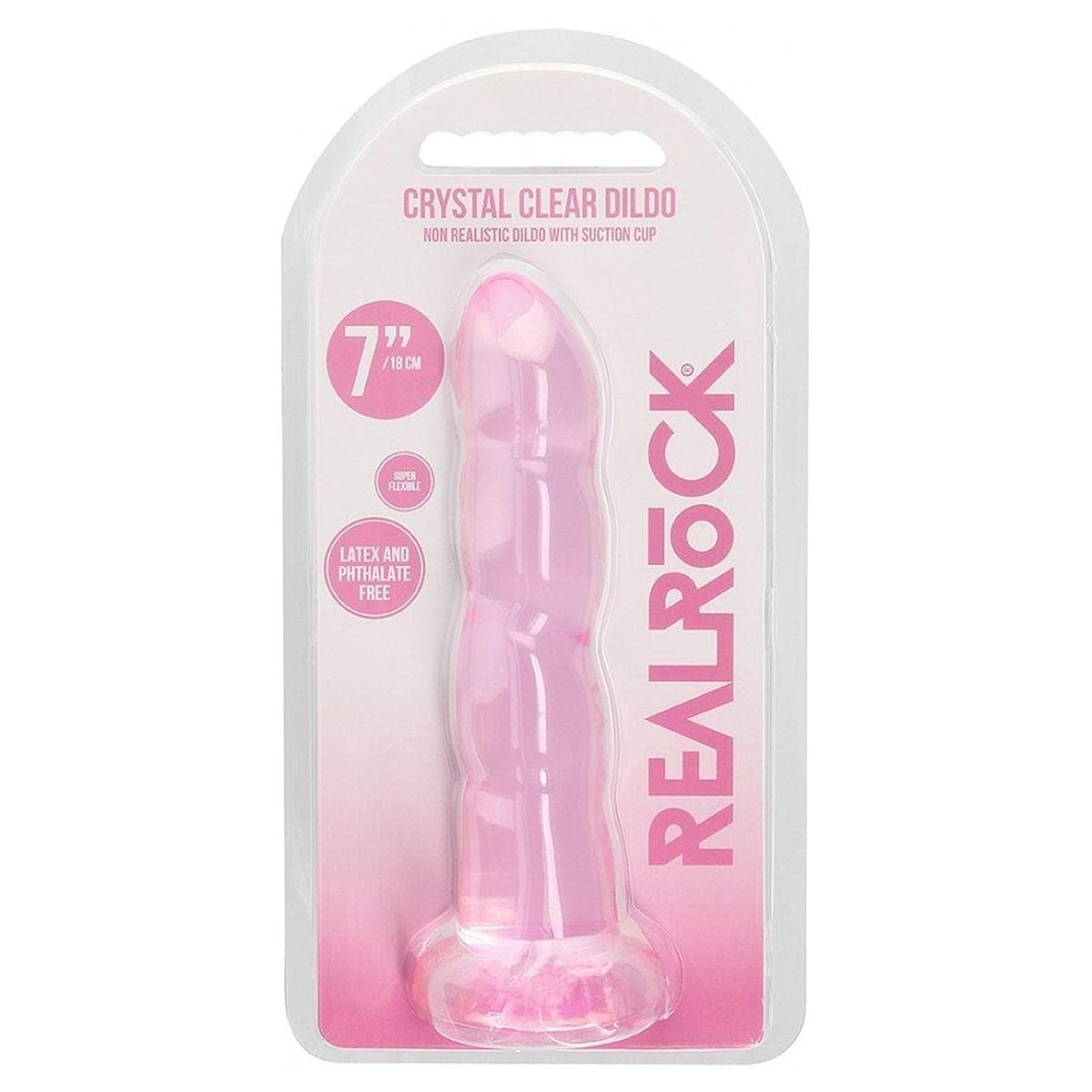 Dildo RealRock Liso Crystal Clear, 18cm Ø3.5cm