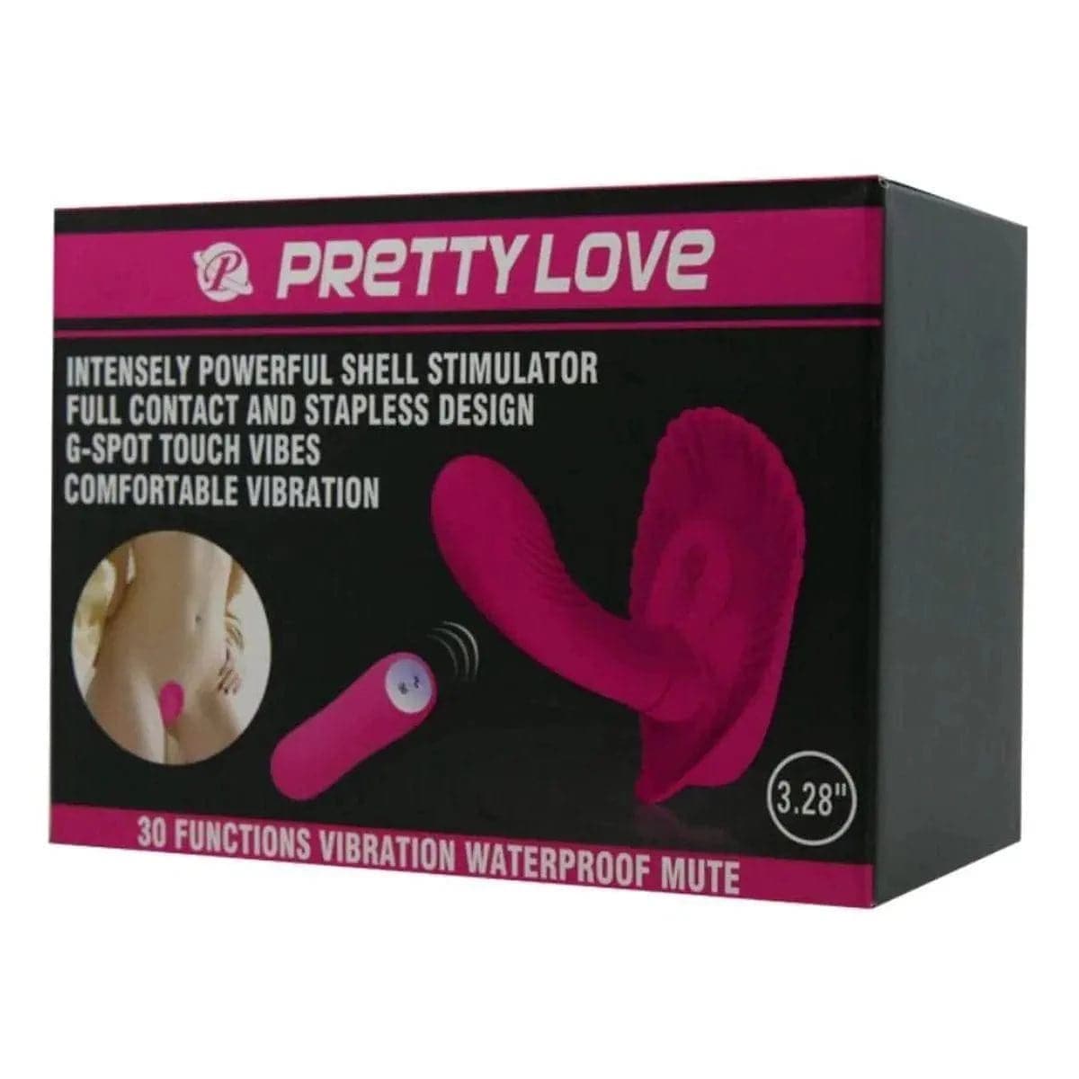 Estimulador Concha Pretty Love, Controlo Remoto, 12.5cm Ø2.9cm, 30vibrações - Pérola SexShop