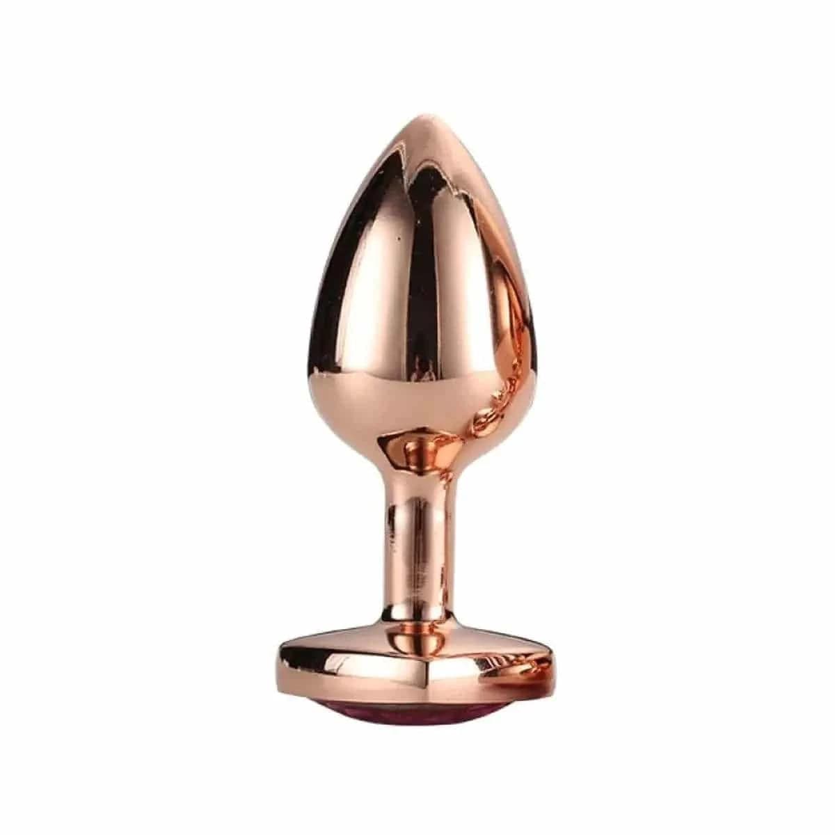 Plug de Metal GLEAMING LOVE Gold Pequeno, Brilhante Rosa, 7.1cm Ø2.7cm
