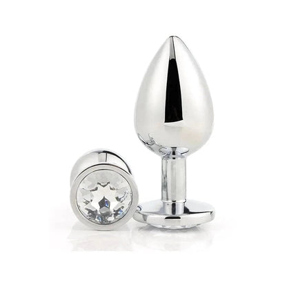 Plug de Metal GLEAMING LOVE Prateado Pequeno, Brilhante Transparente, 7.1cm Ø2.7cm - Pérola SexShop