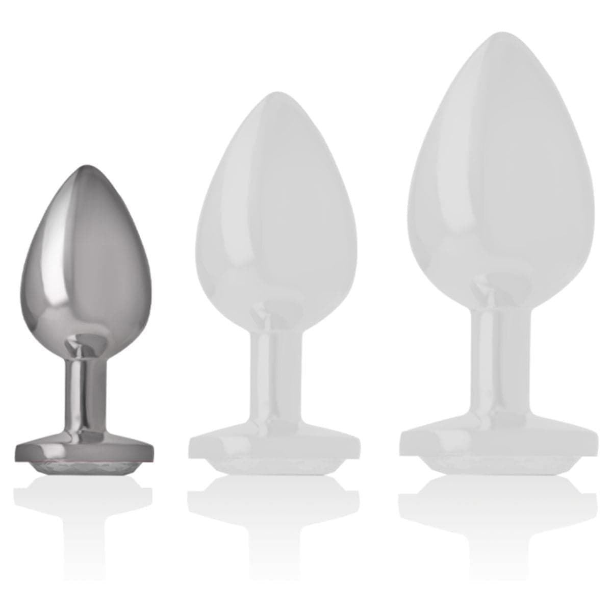 -Plug de Metal Intense Pequeno, Brilhante Transparente, 7cm Ø2.6cm - Pérola SexShop