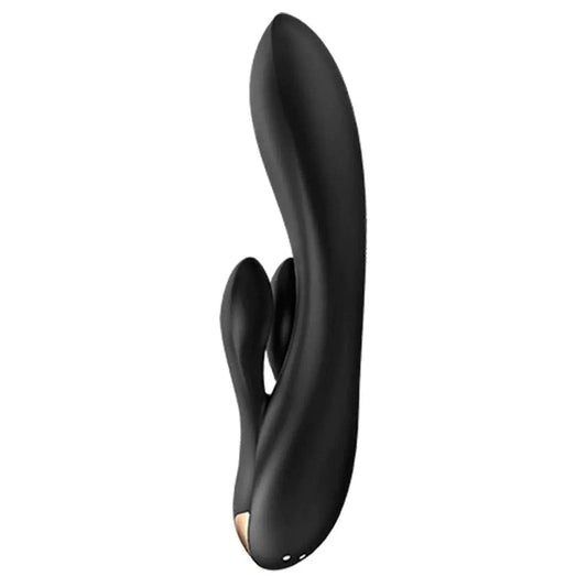 SATISFYER Double Flex Preto, Vibrador com Estimulador Clitóris, Controlado por Smartphone - Pérola SexShop