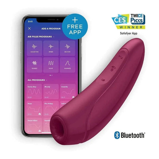 SATISFYER Vibrador de Sucção Curvy 1+ Vermelho, Controlado por Smartphone (video) - Pérola SexShop