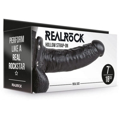 Strap-on Oco RealRock com Testiculos, Preto 18cm Ø4cm - Pérola SexShop