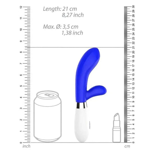 Vibrador com Estimulador Clitóris ACHILLES Azul, 21cm Ø3.5cm, 10vibrações - Pérola SexShop
