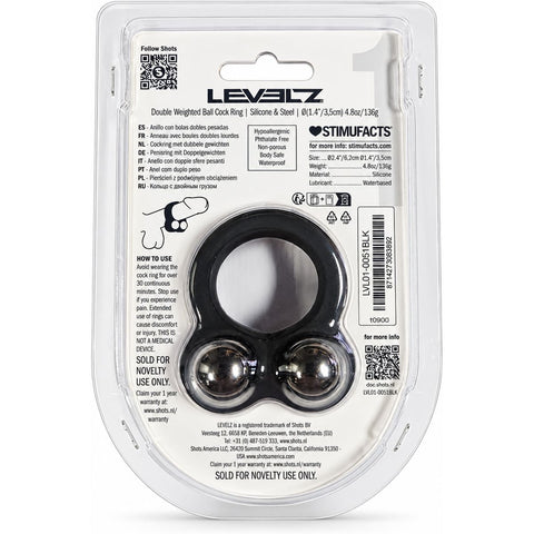 Anel Peniano LEVELZ – Peso Duplo 136g em Silicone Líquido Preto