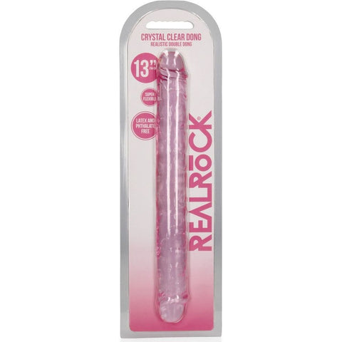 Imagem do Dildo Duplo Realista RealRock Rosa 34cm destacando suas formas suaves e textura confortável para uma experiência completa.