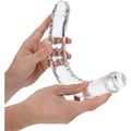 Dildo Duplo Realista RealRock Transparente, mostrando sua transparência total e tamanho de 34cm, experiência de prazer realista.