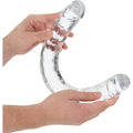 Dildo Duplo Realista RealRock Transparente 45cm em uma composição que reflete sua versatilidade e potencial para diversos tipos de prazer.