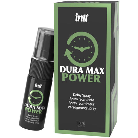 Spray Retardante Dura Max Power INTT, ideal para prolongar o prazer masculino e retardar a ejaculação.