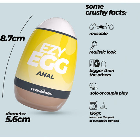 Design do Ovo Masturbador Ezy EGG Anal Crushious, ideal para momentos de prazer e autoexploração.