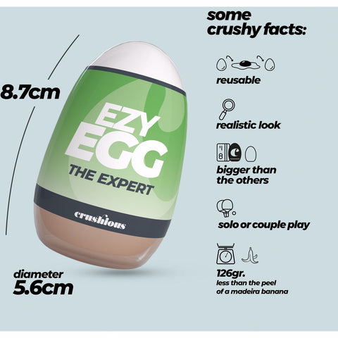 Ovo Masturbador Ezy EGG The Expert da marca Crushious em destaque, ideal para momentos de prazer solo.