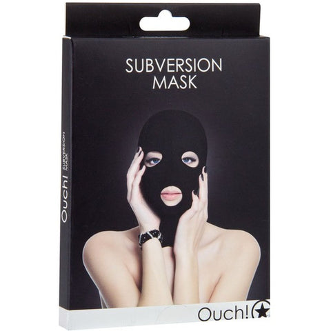Máscara Integral BDSM Ouch! Subversion Mask Preta – Elastano | Abertura Olhos e Boca | Unissexo