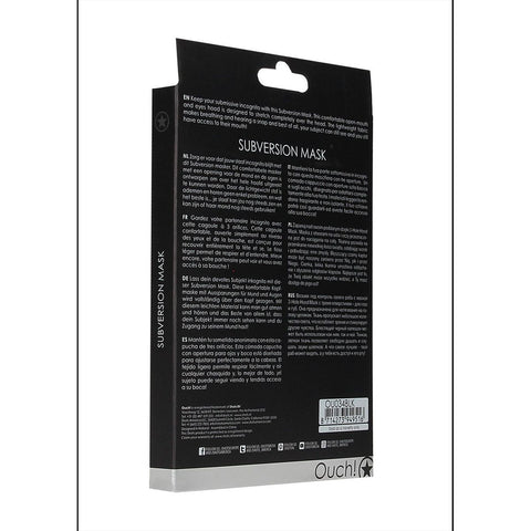 Máscara Integral BDSM Ouch! Subversion Mask Preta – Elastano | Abertura Olhos e Boca | Unissexo