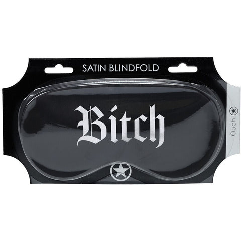 Máscara de Cetim Preta BITCH da Ouch! - Produto de mistério e sedução para jogos íntimos.