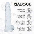 Dildo RealRock Transparente Realista com Testículos - foto da ventosa que permite fixação em superfícies lisas para uso versátil.