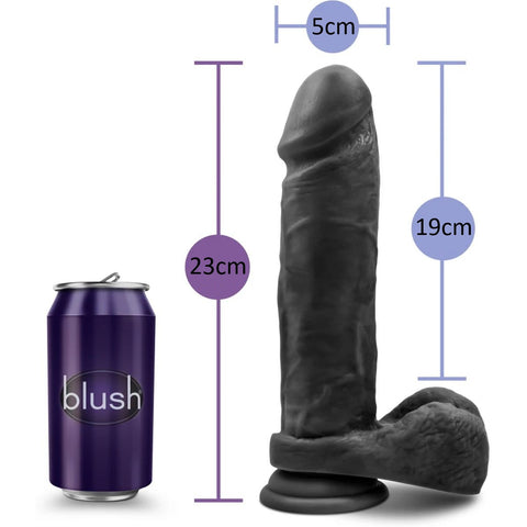 Dildo Realista Bold Massive Chocolate Au Naturel com Ventosa 23cm Ø5cm – visão do corpo em TPE premium, rígido e ereto, com eixo flexível para máxima sensação realista.