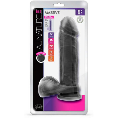 Dildo Realista Bold Massive Chocolate Au Naturel com Ventosa 23cm Ø5cm – detalhe da base de ventosa forte para fixação em superfícies lisas e uso com arneses.