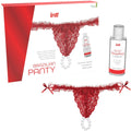 Cuecas Brasileiras Vermelho com Pérolas e Gel Lubrificante 50ml Tamanho único, lingerie sensual com detalhes em pérolas e gel deslizante aromatizado a morango, perfeita para apimentar os momentos íntimos.