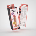 Embalagem do Dildo Ollie Baunilha, ressaltando segurança e cuidados na utilização, tudo com a proposta de uma experiência super realista com Super Realistico SkinSense Ollie Baunilha.
