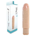 Vibrador Real Rapture Jelly Typhoon Baunilha com 13.5cm e 3cm de diâmetro, oferecendo vibração regulável para prazeres intensos.