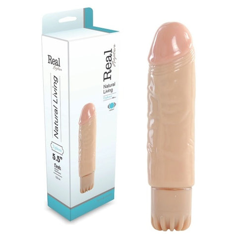 Vibrador Real Rapture Jelly Typhoon Baunilha com 13.5cm e 3cm de diâmetro, oferecendo vibração regulável para prazeres intensos.
