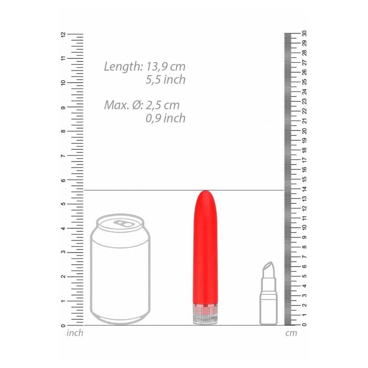 Vibrador Clássico Eleni Vermelho Super Soft 13,9cm Ø3,6cm - Vibração Regulável