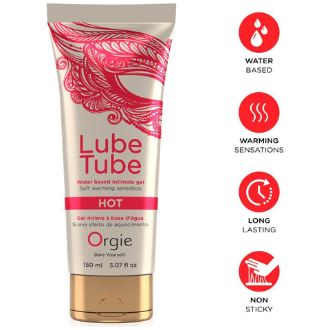 Lubrificante Lube Tube 150ml Hot/Quente - Sensação de Aquecimento para Experiências Sensuais  Orgie   