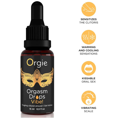 Estimulante Orgasm Drops Vibe 15ml - Efeito Calor, Formigueiro e Vibração  Orgie   