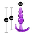 Anal Plug Triple Bead Roxo, 9.5cm Ø2.5cm  Blush Novelties   