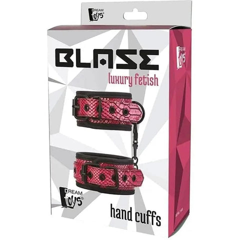 Algemas Pulso Textura Cobra Rosa da Blaze, um acessório de bondage ajustável e elegante, feitas de materiais de alta qualidade, proporcionando conforto e durabilidade.