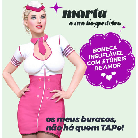 Boneca Insuflável Marta - Altura 1,55m - 3 Pontos de Penetração  Crushious   