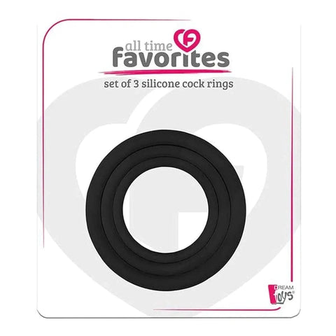 Conjunto 3 Anéis Silicone All Time Favorites Preto, Ø3.2 a Ø5cm  Dream Toys   