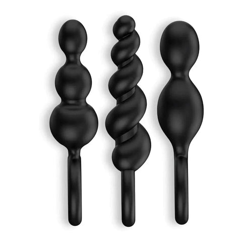 Conjunto 3 Plugs Anais Booty Satisfyer Preto, 13cm Ø2.5cm  Satisfyer   