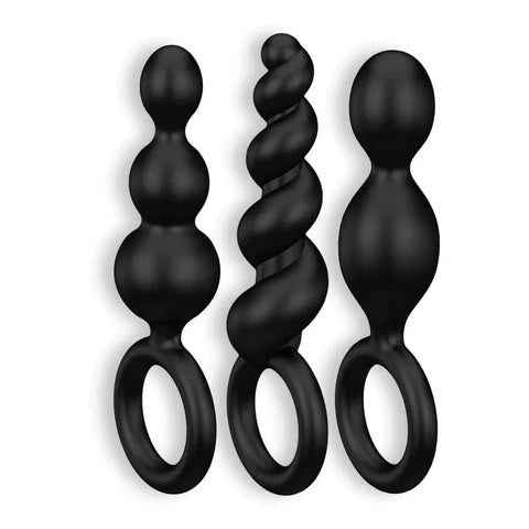 Conjunto 3 Plugs Anais Booty Satisfyer Preto, 13cm Ø2.5cm  Satisfyer   